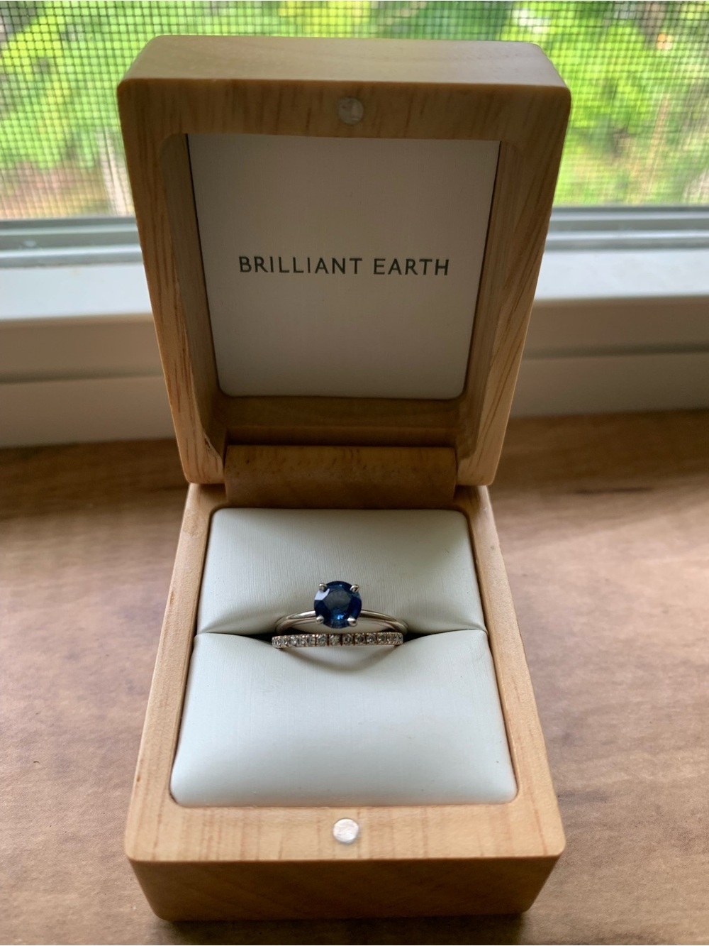 Brilliant Earth Blue Sapphire and Diamond Band Set